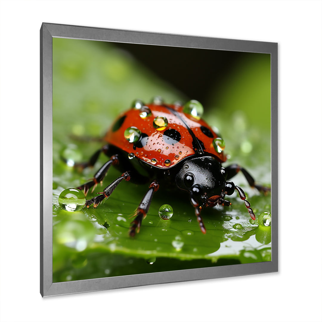 Portrait Of Lady Bug Macro Photography - Insects &amp; Bugs Framed Canvas Art