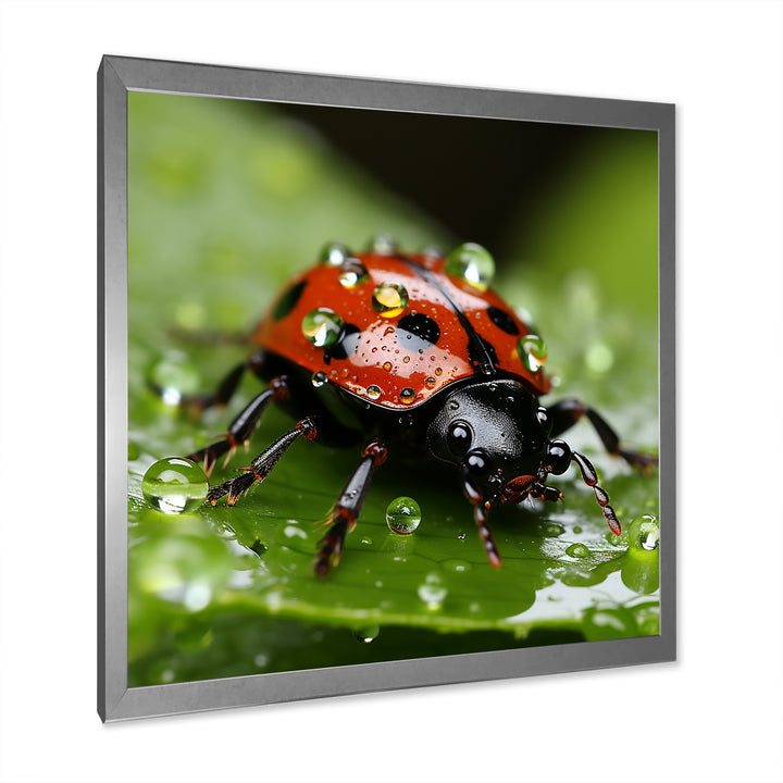 Portrait Of Lady Bug Macro Photography - Insects &amp; Bugs Framed Canvas Art