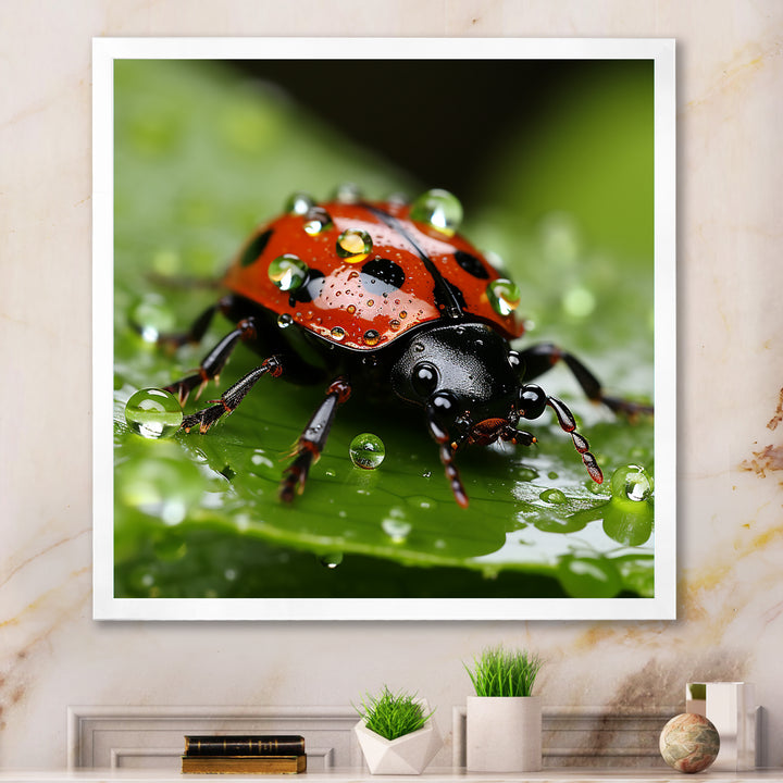 Portrait Of Lady Bug Macro Photography - Insects &amp; Bugs Framed Canvas Art