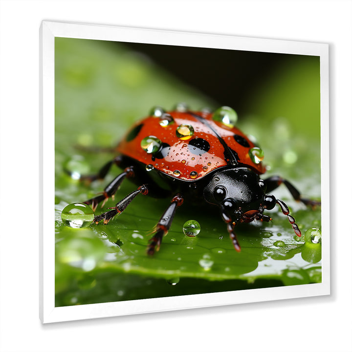 Portrait Of Lady Bug Macro Photography - Insects &amp; Bugs Framed Canvas Art