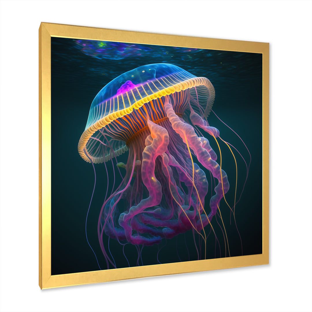 Radiant Colorful Deep Sea Jellyfish - Jellyfish Large Canvas Wall Art