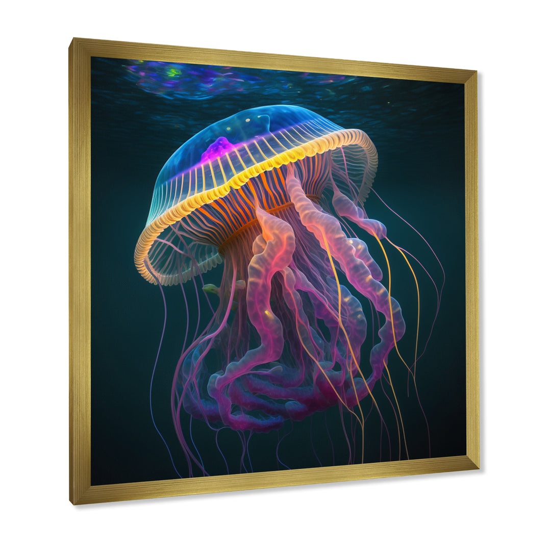 Radiant Colorful Deep Sea Jellyfish - Jellyfish Large Canvas Wall Art