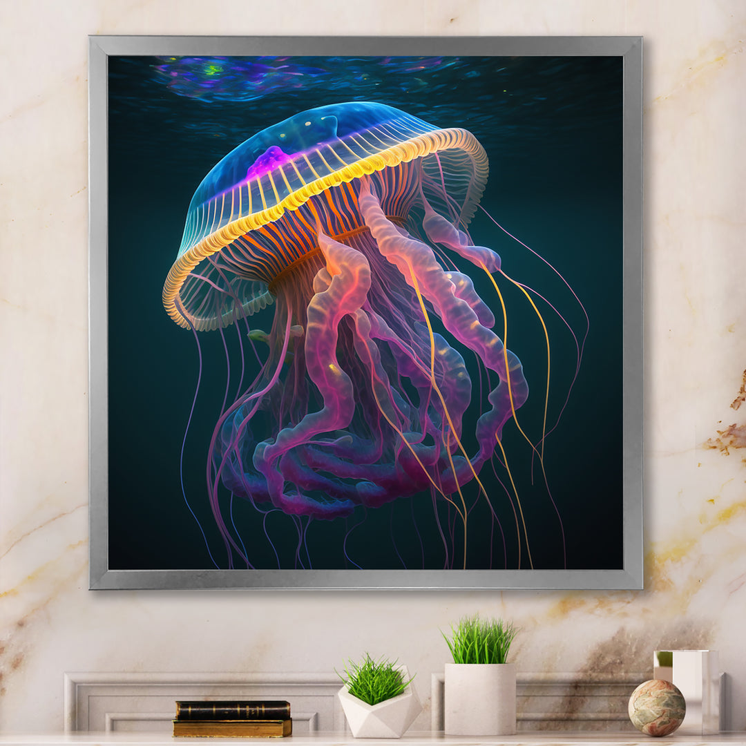Radiant Colorful Deep Sea Jellyfish - Jellyfish Large Canvas Wall Art