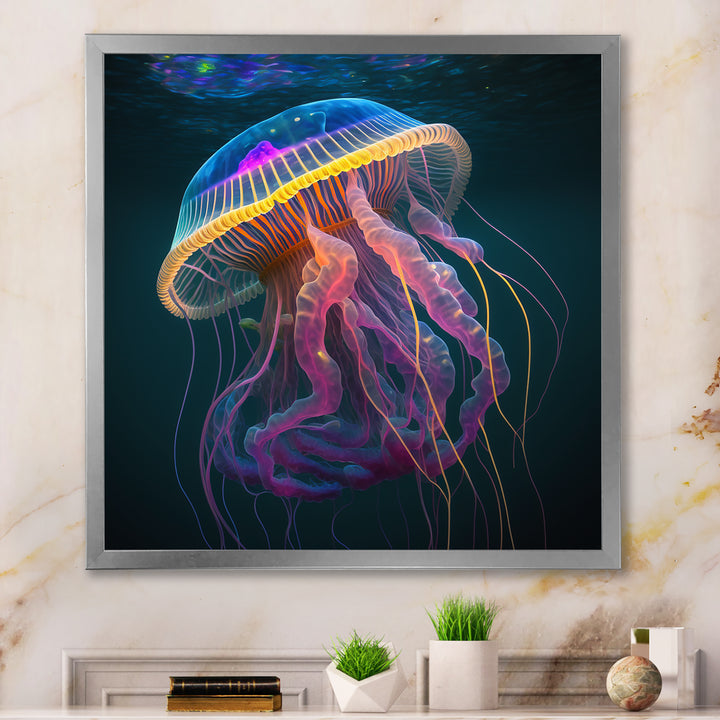 Radiant Colorful Deep Sea Jellyfish - Jellyfish Large Canvas Wall Art