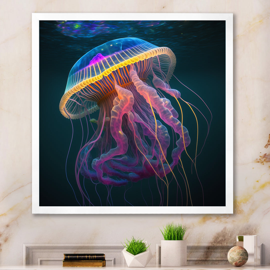 Radiant Colorful Deep Sea Jellyfish - Jellyfish Large Canvas Wall Art