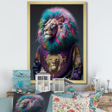 Cool Lion With Flamboyant Sweater - Blue Lion Wall Art