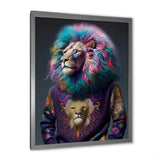 Cool Lion With Flamboyant Sweater - Blue Lion Wall Art