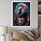 Cool Lion With Flamboyant Sweater - Blue Lion Wall Art
