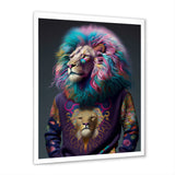 Cool Lion With Flamboyant Sweater - Blue Lion Wall Art