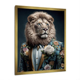 Glamorous Fashion Lion With Flower Suit - Lion Large Canvas Wall Art