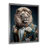 Glamorous Fashion Lion With Flower Suit - Lion Large Canvas Wall Art