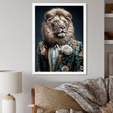 Glamorous Fashion Lion With Flower Suit - Lion Large Canvas Wall Art