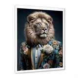 Glamorous Fashion Lion With Flower Suit - Lion Large Canvas Wall Art