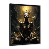 Mystical Woman Meditating Sunny Enchanted Forest - Lion Bedroom Wall Art