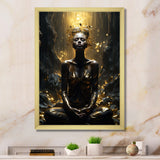 Mystical Woman Meditating Sunny Enchanted Forest - Lion Bedroom Wall Art