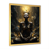 Mystical Woman Meditating Sunny Enchanted Forest - Lion Bedroom Wall Art