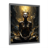 Mystical Woman Meditating Sunny Enchanted Forest - Lion Bedroom Wall Art