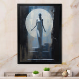 Full Moon Woman Descending Stairs Vintage - Lion Canvas Wall Art