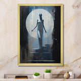 Full Moon Woman Descending Stairs Vintage - Lion Canvas Wall Art