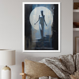 Full Moon Woman Descending Stairs Vintage - Lion Canvas Wall Art