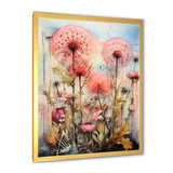 Pink Dandelion Retro Flower Illustration - Lion Canvas Wall Art