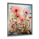 Pink Dandelion Retro Flower Illustration - Lion Canvas Wall Art
