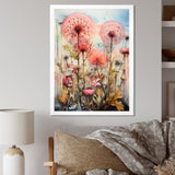 Pink Dandelion Retro Flower Illustration - Lion Canvas Wall Art