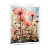 Pink Dandelion Retro Flower Illustration - Lion Canvas Wall Art