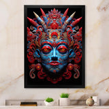 Traditional Mask In Red And Blu - Lion Wall Decor