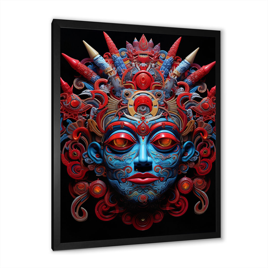 Traditional Mask In Red And Blu - Lion Wall Decor