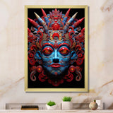 Traditional Mask In Red And Blu - Lion Wall Decor