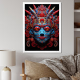 Traditional Mask In Red And Blu - Lion Wall Decor