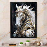 Portrait Of Futuristic White Horse - Lion Wall Art Prints