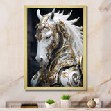 Portrait Of Futuristic White Horse - Lion Wall Art Prints