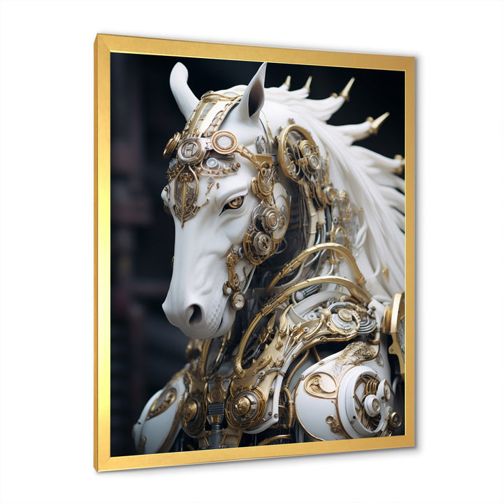 Portrait Of Futuristic White Horse - Lion Wall Art Prints