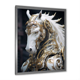 Portrait Of Futuristic White Horse - Lion Wall Art Prints