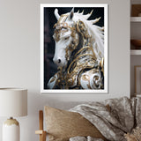 Portrait Of Futuristic White Horse - Lion Wall Art Prints