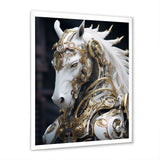 Portrait Of Futuristic White Horse - Lion Wall Art Prints