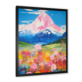 Pink Mountain In Flower Field Painting - Brown Lion Wall Art