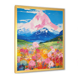 Pink Mountain In Flower Field Painting - Brown Lion Wall Art