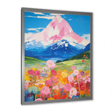 Pink Mountain In Flower Field Painting - Brown Lion Wall Art