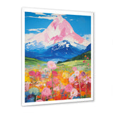 Pink Mountain In Flower Field Painting - Brown Lion Wall Art
