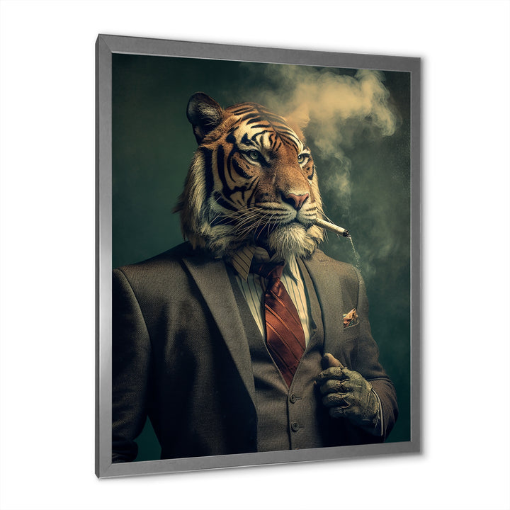 Stylish Lion In Suit Smoking - Lion Home Decor Art