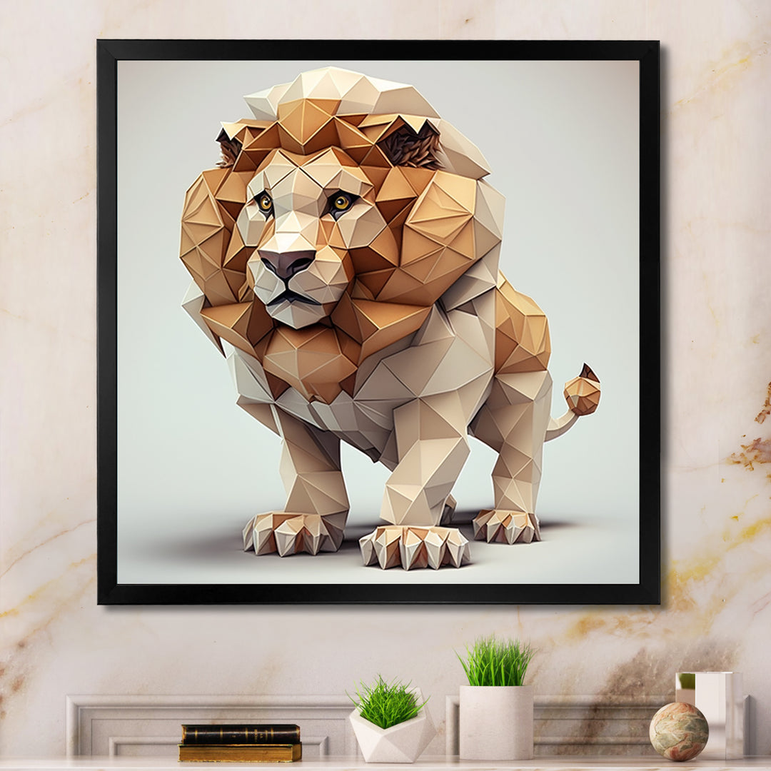 Cute Little Geometric Lion - Lion Bedroom Wall Art