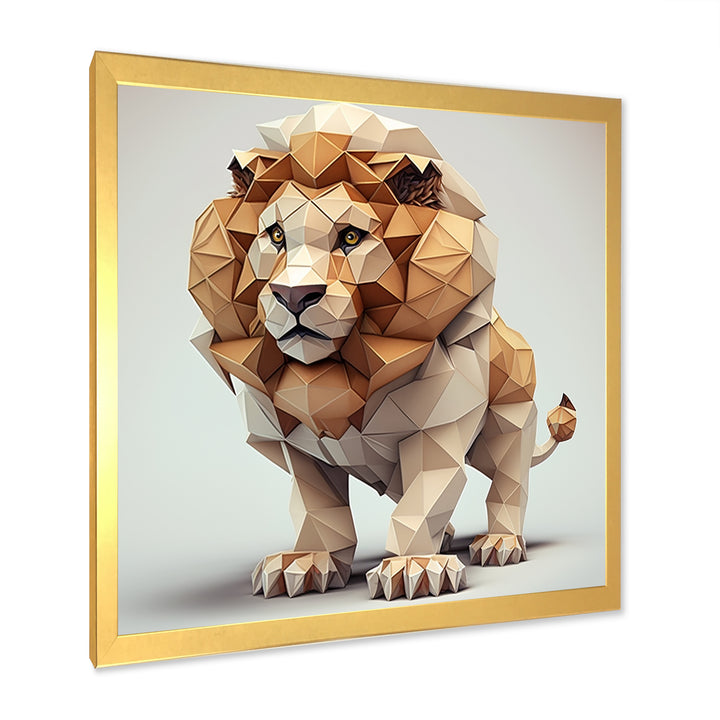 Cute Little Geometric Lion - Lion Bedroom Wall Art