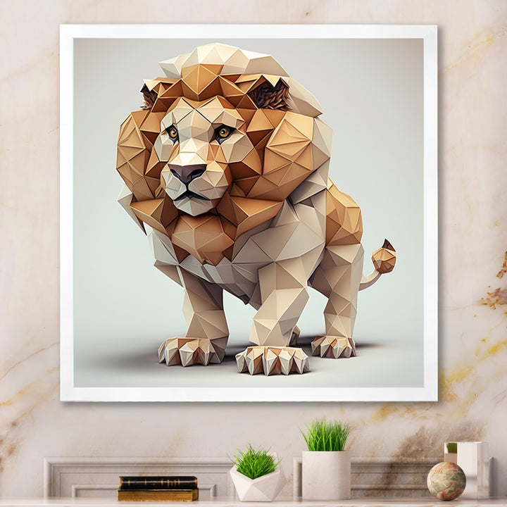 Cute Little Geometric Lion - Lion Bedroom Wall Art