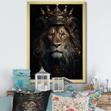 Majestic Lion King With Golden Crown - Lion Canvas Wall Art