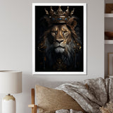 Majestic Lion King With Golden Crown - Lion Canvas Wall Art