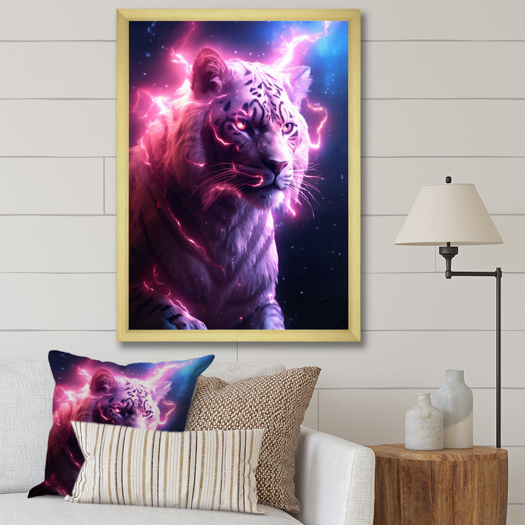 Pink Lightening Wild Tiger - Lion Wall Decor