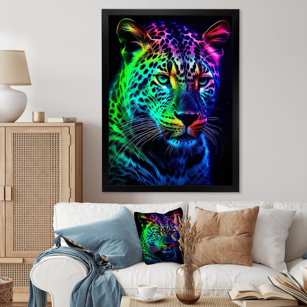 Neon Portrait Of Wild Tiger - Lion Wall Art Prints